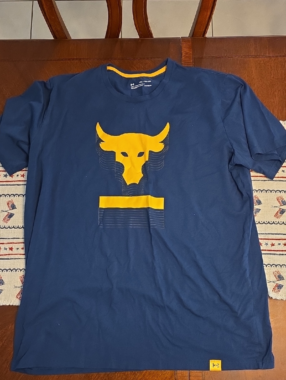 Under Armour Navy Short-Sleeve Tee with Yellow Bull Graphic